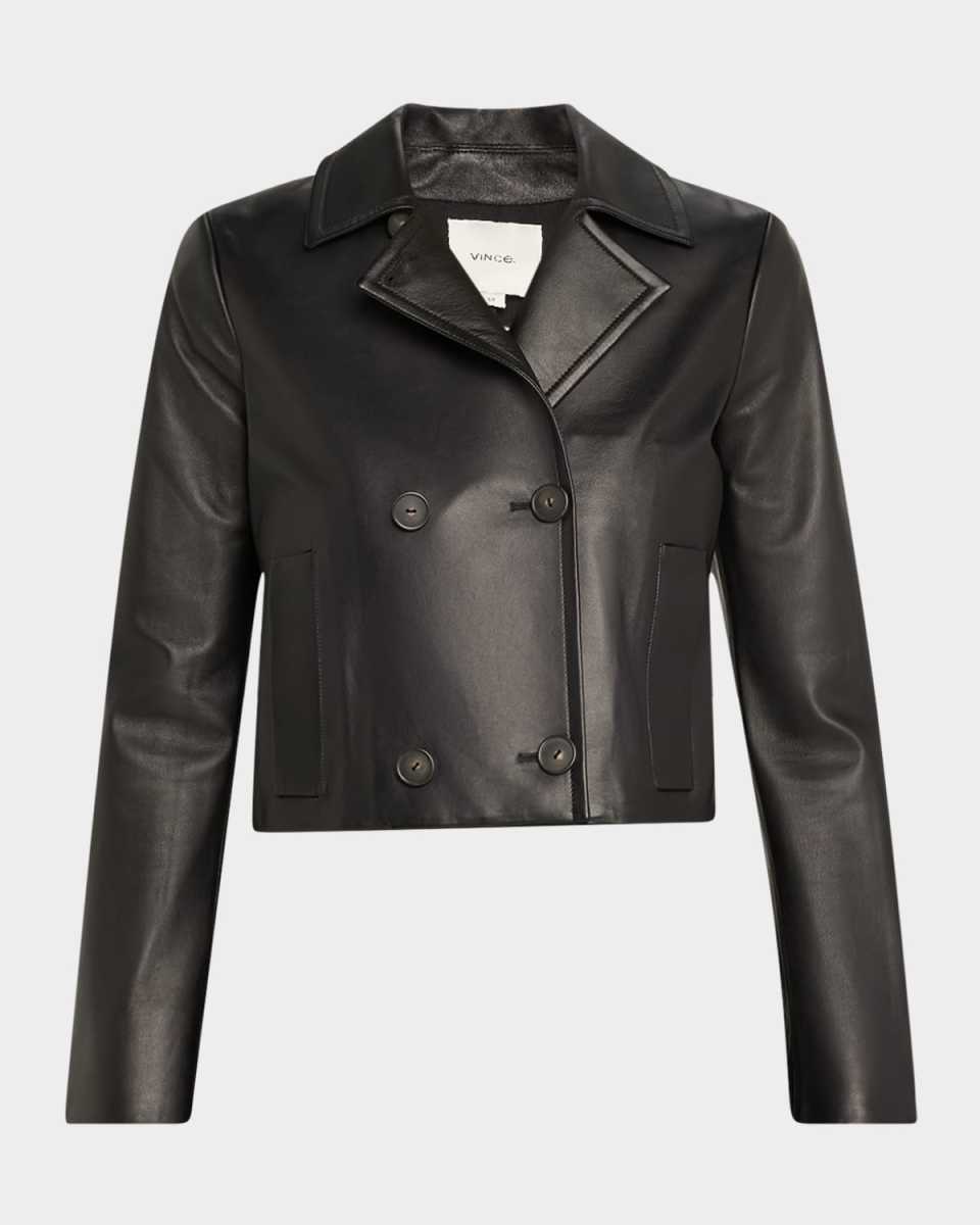 Shrunken Leather Peacoat